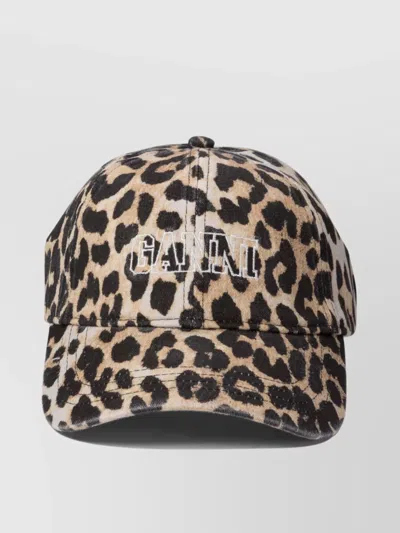 Ganni Brimmed Hat Leopard Print In Multi