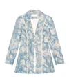Ganni Long Sleeve Brocade Fitted Blazer In Gray