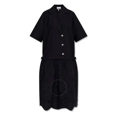 Ganni Woman Midi Dress Black Size 6 Organic Cotton