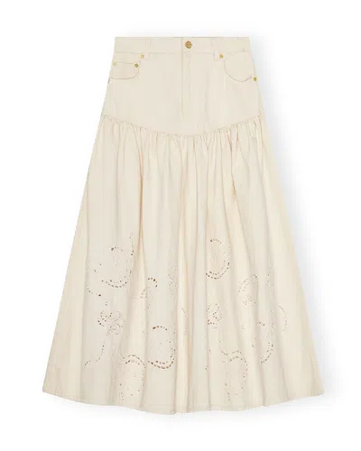 GANNI BRODERIE ANGLAISE DENIM SKIRT
