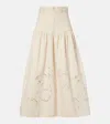 Ganni Broderie Anglaise Gathered Denim Skirt