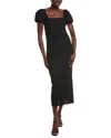 Ganni Broderie Anglaise Midi Dress In Black