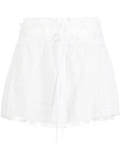 Ganni Broderie Anglaise Organic Cotton Miniskirt In White