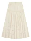 Ganni Off-white Broderie Anglaise Denim Maxi Skirt In Neutral