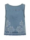 Ganni Broderie Anglaise Denim Top In Blue