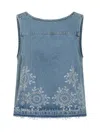 Ganni Broderie Anglaise Denim Top In Blue