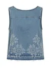 Ganni Broderie Anglaise Denim Top In Blue