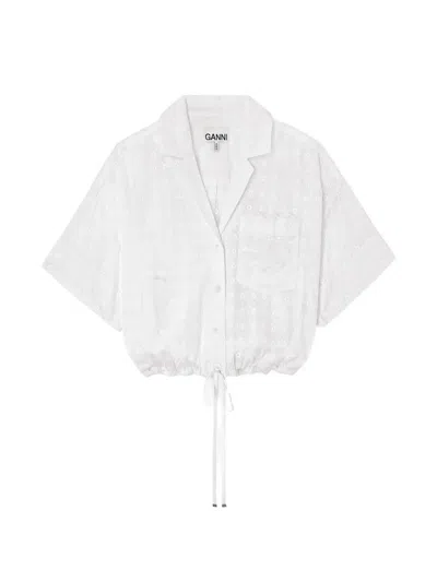 Ganni Broderie-anglaise Shirt In White