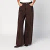 Ganni Brown Jeans With Tie-dye Pattern And Logo Patch On Back In Denim Woman In Brown