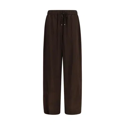 Ganni Brown Acetate Casual Pants In Burgundy