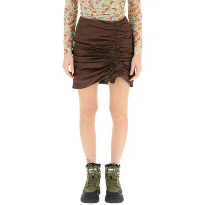 Ganni Brown Acetate Mini Skirt