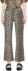 Ganni Print Denim Betzy Cropped Jeans Leopard In 943 Leopard