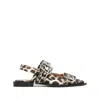 Ganni Multicolor Ballet Shoes With Double Buckle And All-over Leopard Print In Tech Fabric Woman
