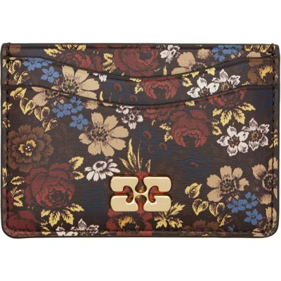 Ganni Brown Bou Card Holder In 00b Chocolate Plum