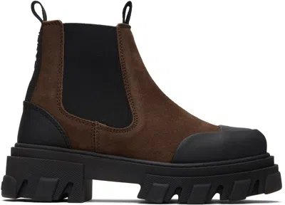 Ganni Brown Cleated Low Chelsea Boots