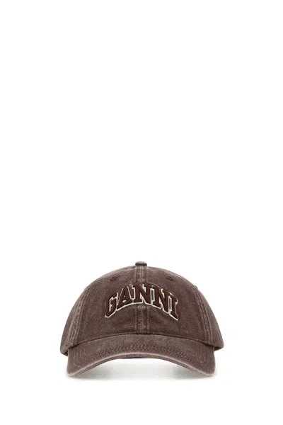 Ganni Brown Cotton Baseball Cap