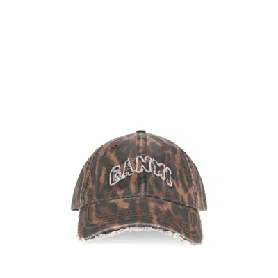 Ganni Brown Cotton Cap (baseball Hat)