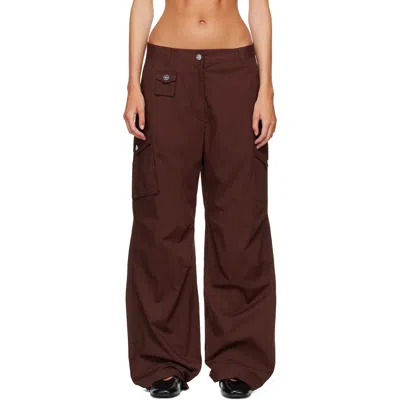 Ganni Brown Cotton Cargo Pants In 979 Chicory Coffee