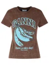 Ganni Future Jersey Baby Fit Banana In Brown