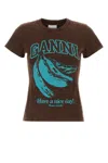 Ganni Future Jersey Baby Fit Banana In Brown