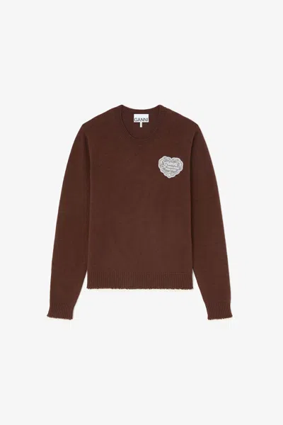 Ganni Brown Crewneck