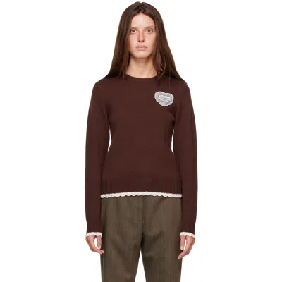 Ganni Brown Crewneck Wool Sweater