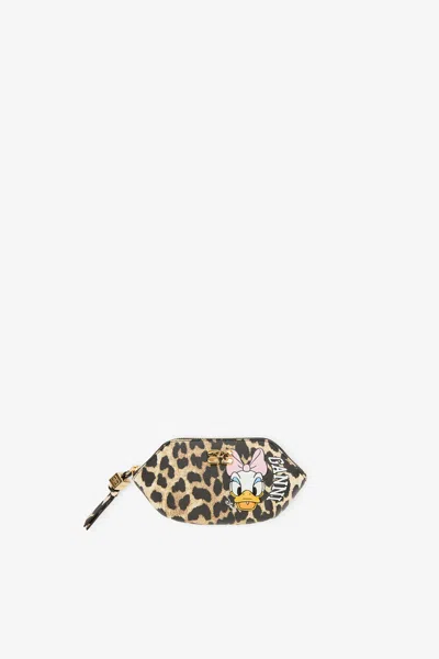 Ganni Brown Daisy Duck Leopard Coin Purse