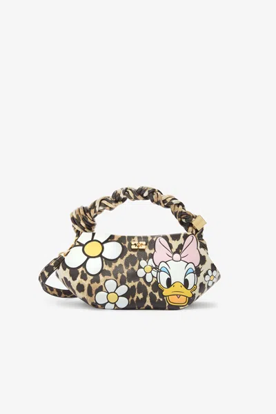 Ganni Brown Daisy Duck Leopard Small Bou Bag