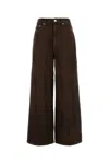 Ganni Jeans Dalla Gamba Ampia In Denim Marrone  Donna In Brown