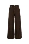 Ganni Brown Jeans With Tie-dye Pattern And Logo Patch On Back In Denim Woman In Brown