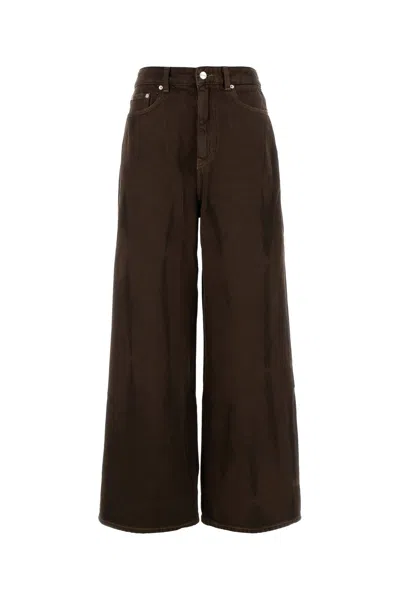 Ganni Brown Denim Wide-leg Jeans