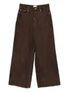 Ganni Brown Denim Wide-leg Jeans In Brown
