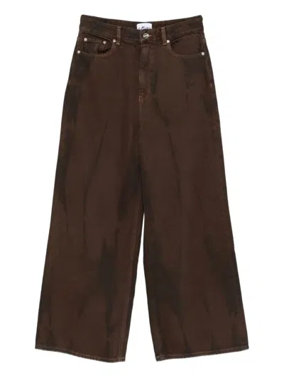 Ganni Brown Denim Wide-leg Jeans