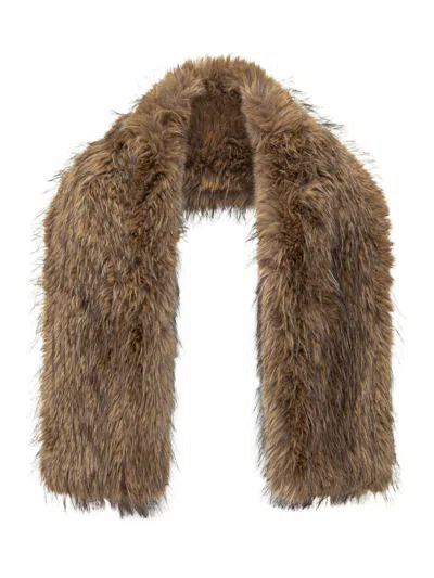 Ganni Brown Eco Pelliccia Scarf