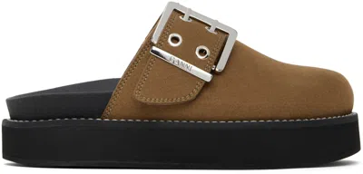 Ganni Brown Feminine Buckle Loafers