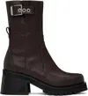 Ganni Brown Feminine Buckle Platform Boots In 890 Chocolate Fondan