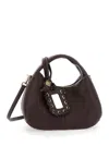 Ganni Brown Handbag With Removable Shoulder Strap And Pendant With Logo In Faux-leather Woman In Blue