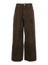 Ganni Brown Jeans With Tie-dye Pattern And Logo Patch On Back In Denim Woman