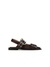 Ganni Brown Feminine Buckle Ballerina Flats In Chocolate Fondant