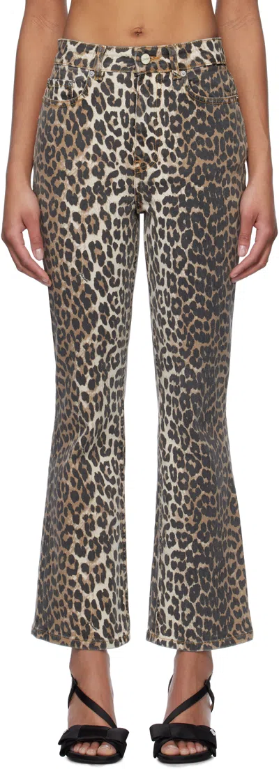 Ganni Brown Leopard Betzy Cropped Jeans