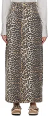 Ganni + Net Sustain Leopard-print Organic Denim Maxi Skirt In 943 Leopard