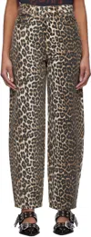 Ganni Stary Barrel Jeans In Leopard In 943 Leopard