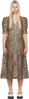 Ganni Women Leopard-print Midi Dress In 943 Leopard