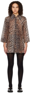 Ganni Brown Leopard Minidress In 943 Leopard