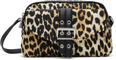 GANNI BROWN LEOPARD NYLON BUCKY CAMERA BAG
