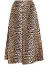 Ganni Womens Leopard Shirred-waist Leopard-pattern Regular-fit Organic-cotton Maxi Skirt In Leopard Print