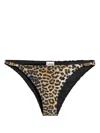 Ganni Recycled Leopard Printed Emblem Mini Briefs In Brown