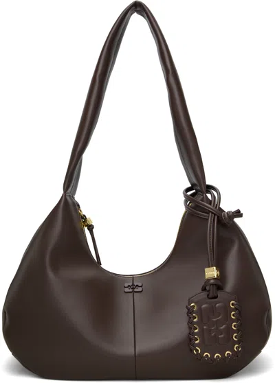 Ganni Brown Medium Bag In 890 Chocolate Fondan