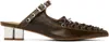 Ganni Oleatex Laced Mules In 826 Dark Olive