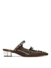 Ganni Oleatex Laced Mules In Green